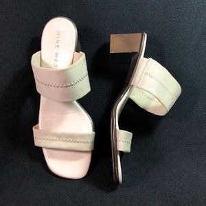 Nine West Sandals, Block Heel Fabric Straps 7 1/2